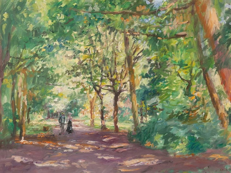 1839-Charles de Meixmoron de Dombasle - Coppia che passeggia in un parco